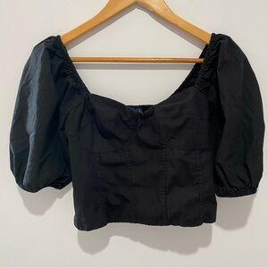 NWOT GAP Black Puff Sleeve Blouse